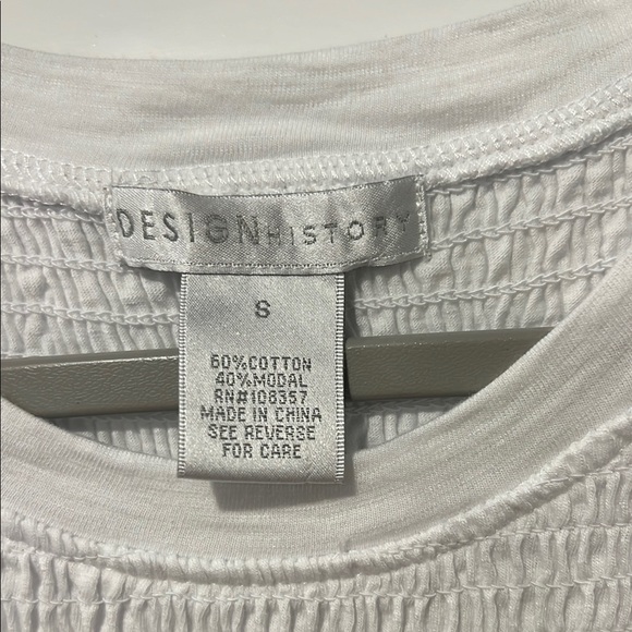 White Smocked Ruffled Flutter Sleeve Top - Picture 3 of 5